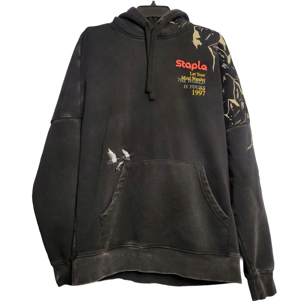 RARE Jeff Staple Pigeon Hoodie Let Your Mind Wander Distress Black LG Streetwear